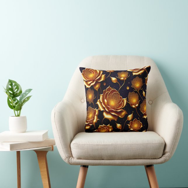 Modern Luxury Big Gold Roos Collectie Kussen (Stoel)