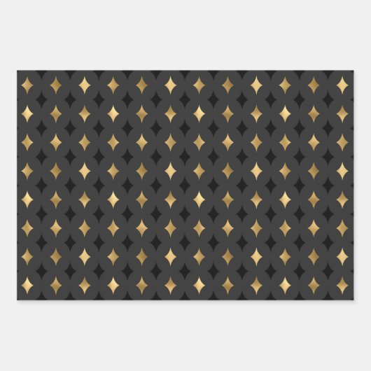 Modern Luxury Black en Gold Inpakpapier Vel (Voorkant)