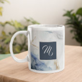 Modern Luxury Blue Marble Custom Name Coffee Mok