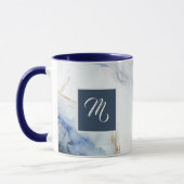 Modern Luxury Blue Marble Custom Name Coffee Mok (Links)
