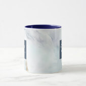 Modern Luxury Blue Marble Custom Name Coffee Mok (Midden)