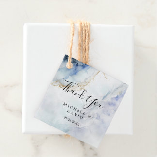 Modern Luxury Blue Marble Hartelijk dank Bedankjes Labels