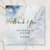 Modern Luxury Blue Marble Hartelijk dank Bedankjes Labels (Voorkant)