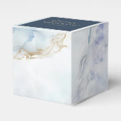Modern Luxury Blue Marble Wedding Favor Box Bedankdoosjes (Voorkant Zijde)