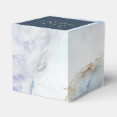Modern Luxury Blue Marble Wedding Favor Box Bedankdoosjes (Achterkant)