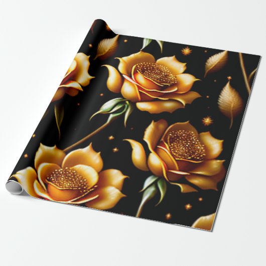Modern Luxury Boho Gold Roos Collectie Cadeaupapier (Uitgerold)