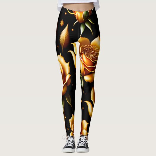 Modern Luxury Boho Gold Roos Collectie Leggings (Voorkant)