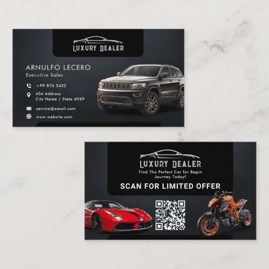 Modern Luxury Car Dealer | Minimalistisch Visitekaartje (Voorkant / Achterkant)