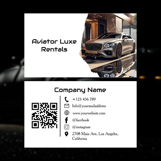 Modern Luxury Car Rental & Sales QR Code Photo Visitekaartje