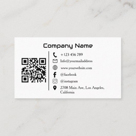 Modern Luxury Car Rental White QR Code Photo  Visitekaartje (Achterkant)