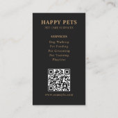 Modern Luxury Charcoal Gold Paw Pet Care Services Visitekaartje (Achterkant)