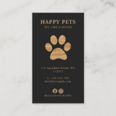 Modern Luxury Charcoal Gold Paw Pet Care Services Visitekaartje (Voorkant)