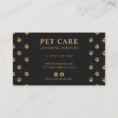 Modern Luxury Charcoal Golden Paw Pet Care Afsprakenkaartje (Achterkant)