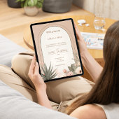 Modern Luxury Desert Flowers Wedding Kaart