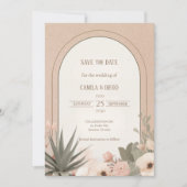 Modern Luxury Desert Flowers Wedding Save the Date (Voorkant)