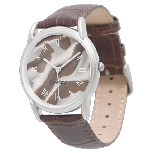 Modern Luxury Elegant Faux Cow Leather Collection Horloge (Gekanteld)
