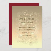 Modern Luxury Elegant Gold Floral Lace Wedding Kaart (Voorkant / Achterkant)