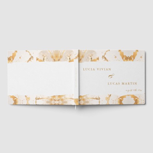 Modern Luxury Gold Abstract Wedding Gastenboek (Volledig)
