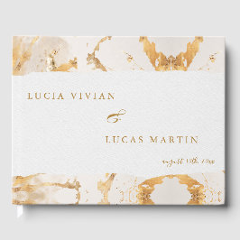 Modern Luxury Gold Abstract Wedding Gastenboek