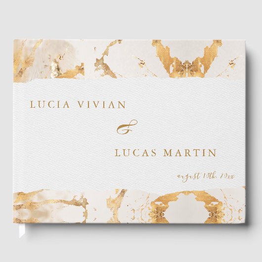 Modern Luxury Gold Abstract Wedding Gastenboek (Voorkant)
