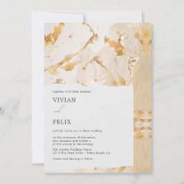 Modern Luxury Gold Abstract Wedding Kaart