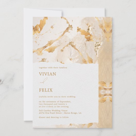 Modern Luxury Gold Abstract Wedding Kaart (Voorkant)