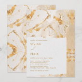 Modern Luxury Gold Abstract Wedding Kaart (Voorkant / Achterkant)