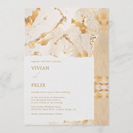 Modern Luxury Gold Abstract Wedding Kaart (Voorkant)