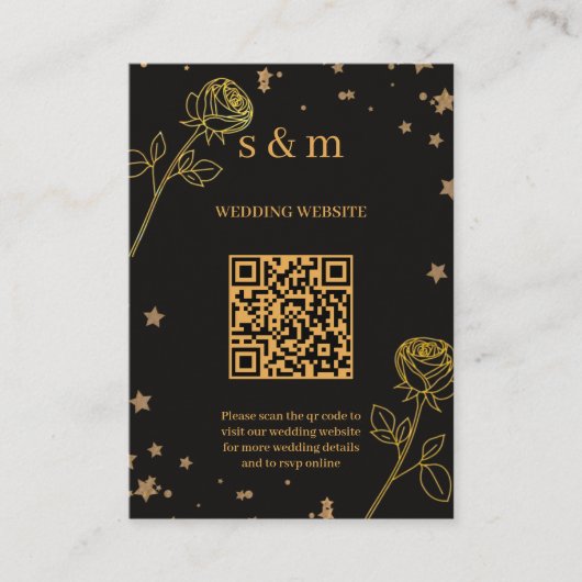 Modern Luxury Gold Foil QR Code Wedding Website Informatiekaartje (Voorkant)