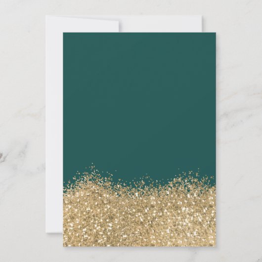 Modern Luxury Gold Green Glitter Confetti Sweet 16 Save The Date (Achterkant)