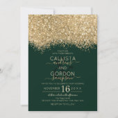 Modern Luxury Gold Green Glitter Confetti Wedding Kaart (Voorkant)