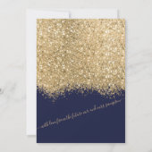 Modern Luxury Gold Navy Glitter Confetti Wedding Kaart (Achterkant)
