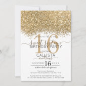 Modern Luxury Gold White Glitter Confetti Sweet 16 Kaart (Voorkant)