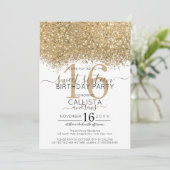 Modern Luxury Gold White Glitter Confetti Sweet 16 Kaart (Staand voorkant)