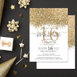 Modern Luxury Gold White Glitter Confetti Sweet 16 Kaart<br><div class="desc">De elegante, glamoureuze en moderne, lieve zestien verjaardagsfeestuitnodiging is perfect voor het moderne en stijlvolle jonge tienermeisje. Het is voorzien van een faux met gouden, dunne glitter confetti bespikkeld kleurenblok boven op een eenvoudige witte achtergrond met een groot getal "16" in een corresponderende gouden toon. De achterzijde toont het zelfde...</div>