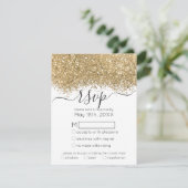 Modern Luxury Gold White Glitter Confetti Wedding RSVP Kaartje (Staand voorkant)