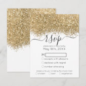 Modern Luxury Gold White Glitter Confetti Wedding RSVP Kaartje (Voorkant / Achterkant)
