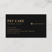 Modern Luxury Golden Black Paw Pet Grooming Visitekaartje (Achterkant)