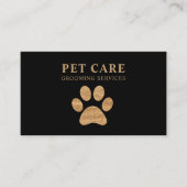 Modern Luxury Golden Black Paw Pet Grooming Visitekaartje (Voorkant)