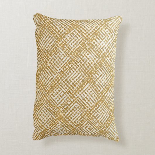 Modern, Luxury, Golden Grid Pattern Accent Kussen (Achterkant (Verticaal))