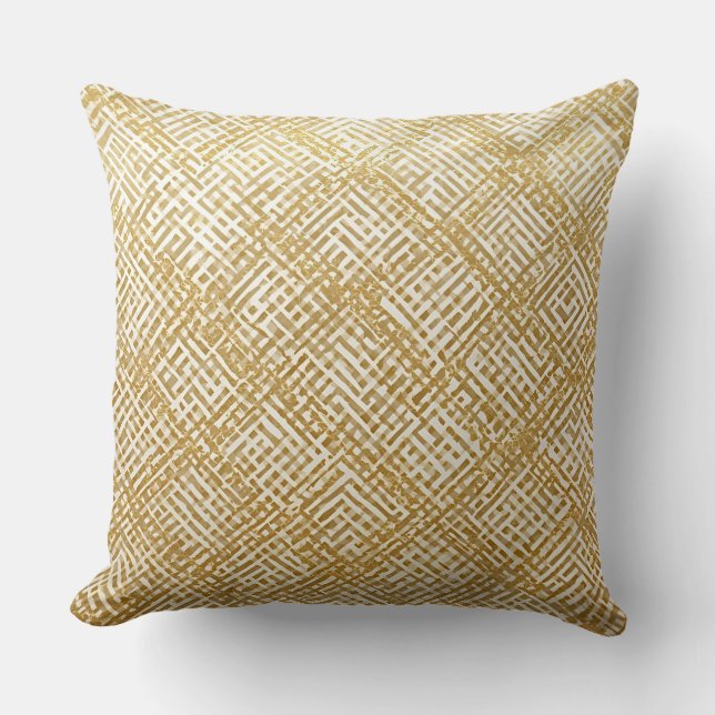 Modern, Luxury, Golden Grid Pattern Kussen (Voorkant)
