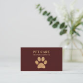 Modern Luxury Golden Paw Pet Grooming Service Red Visitekaartje (Staand voorkant)