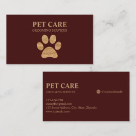 Modern Luxury Golden Paw Pet Grooming Service Red Visitekaartje