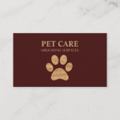 Modern Luxury Golden Paw Pet Grooming Service Red Visitekaartje (Voorkant)