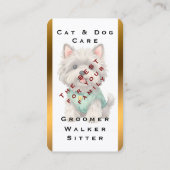 Modern Luxury Grooming Pet Personalized Collection Visitekaartje (Achterkant)