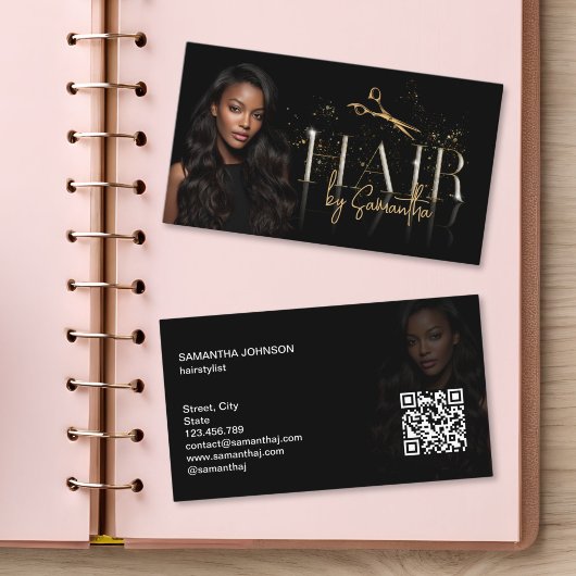 modern luxury hair stylist wig extensions scissors visitekaartje