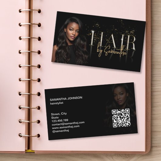 modern luxury hair stylist wigs extensions visitekaartje