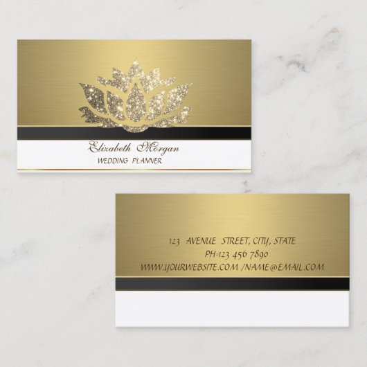 Modern Luxury Lotus Elegant Golden Visitekaartje (Voorkant / Achterkant)