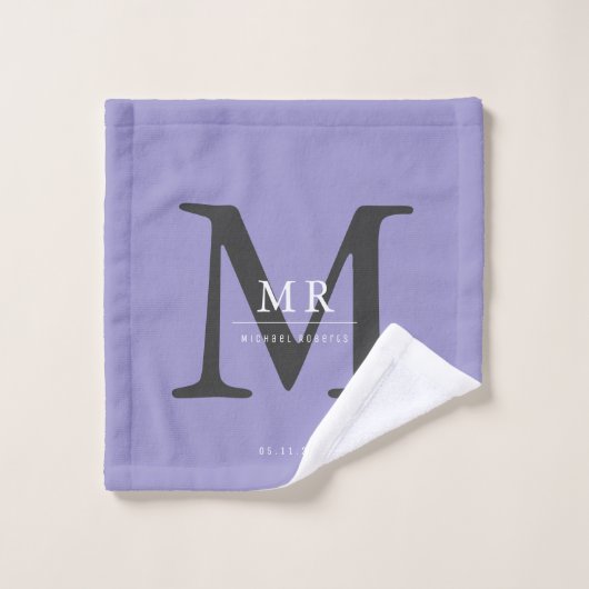 Modern Luxury Monogram Colour Match Bad Handdoek (Wasdoekje)