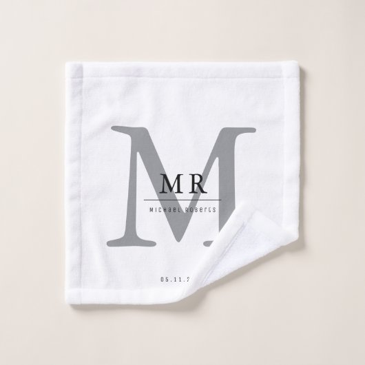 Modern Luxury Monogram Colour Match Bad Handdoek (Wasdoekje)